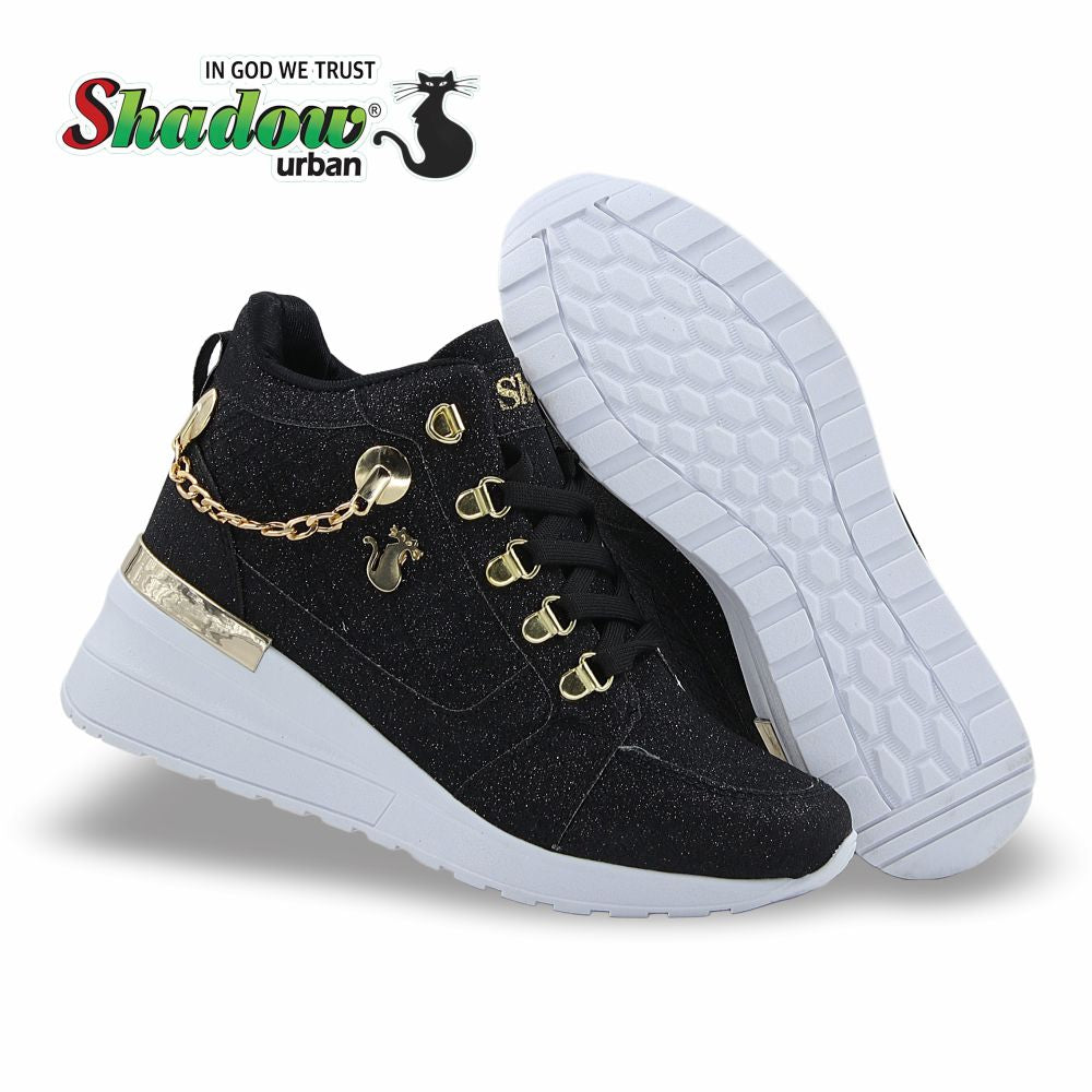 CALZADO URBANO ESTILO 2026 COLOR GLITER NEGRO