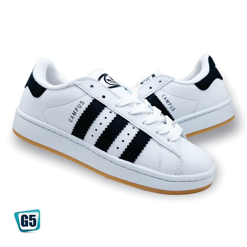 Tenis Campus Urbano Blanco con Franjas Negro