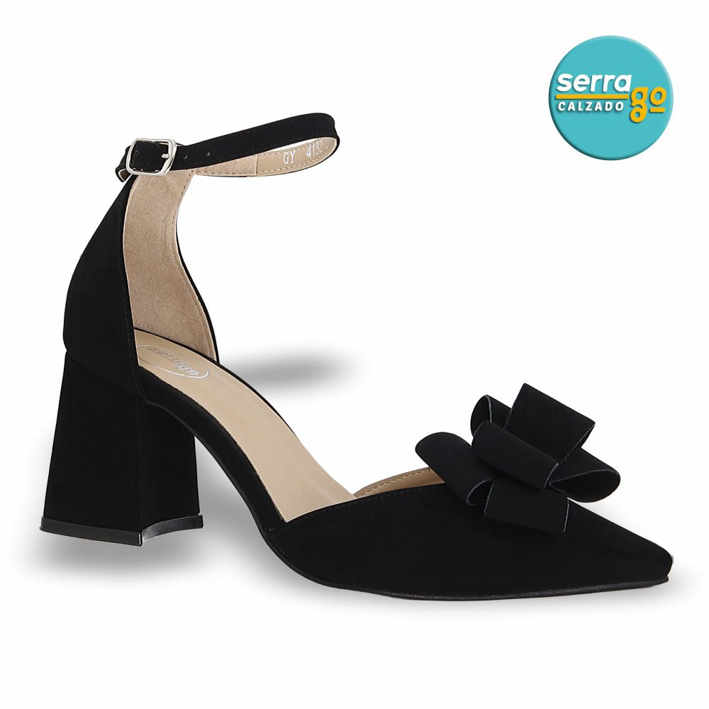 ZAPATILLA DE TACÓN MEDIO MOD. 27045 COLOR BUCK NEGRO