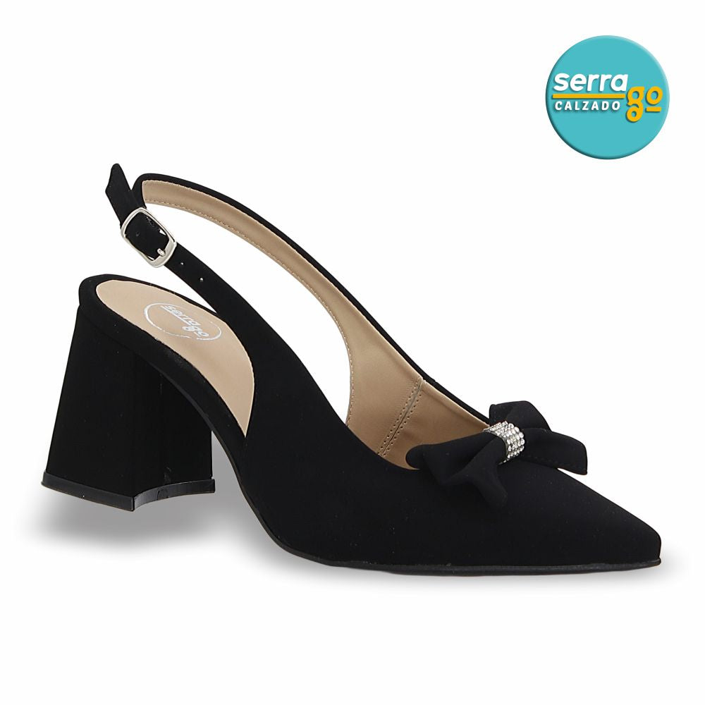 ZAPATILLA DE TACÓN MEDIO MOD. 27078 COLOR BUCK NEGRO