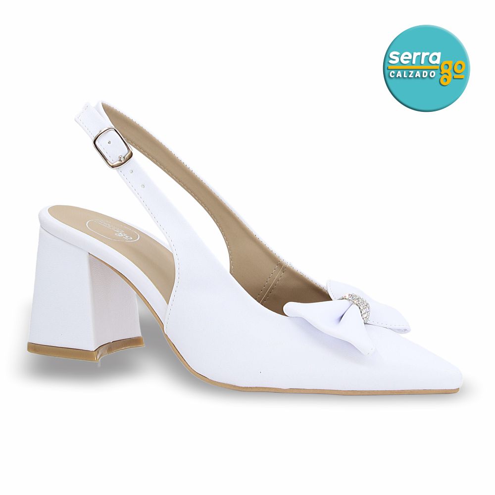 ZAPATILLA DE TACÓN MEDIO MOD. 27078 COLOR BLANCO