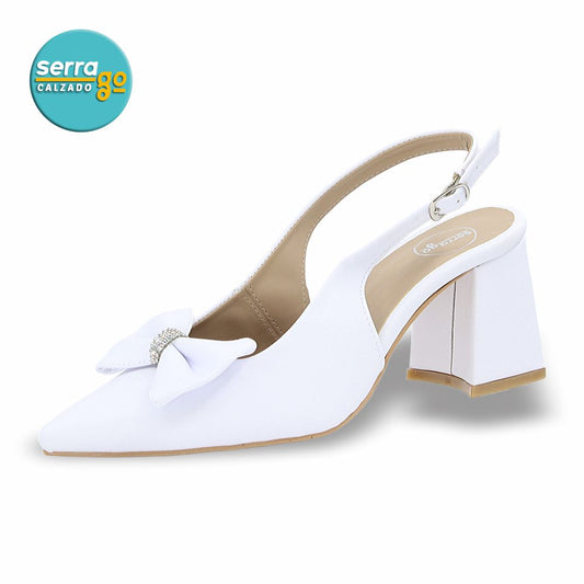 ZAPATILLA DE TACÓN MEDIO MOD. 27078 COLOR BLANCO
