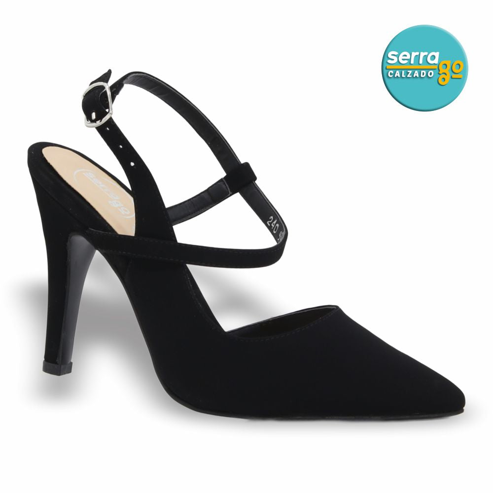 ZAPATILLA DE TACÓN ALTO MOD. 983 COLOR BUCK NEGRO
