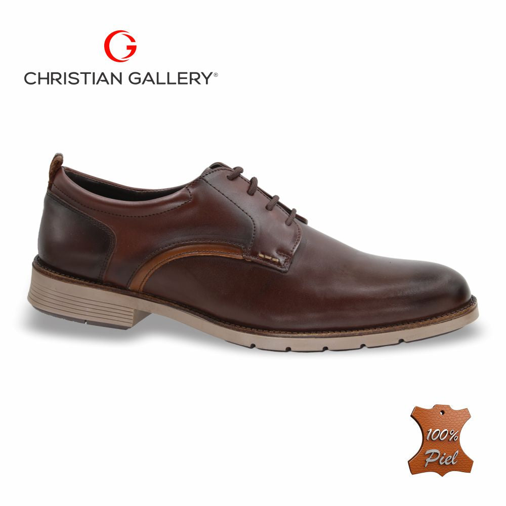 Zapato Formal de Piel mod. 5901-2 color Caoba