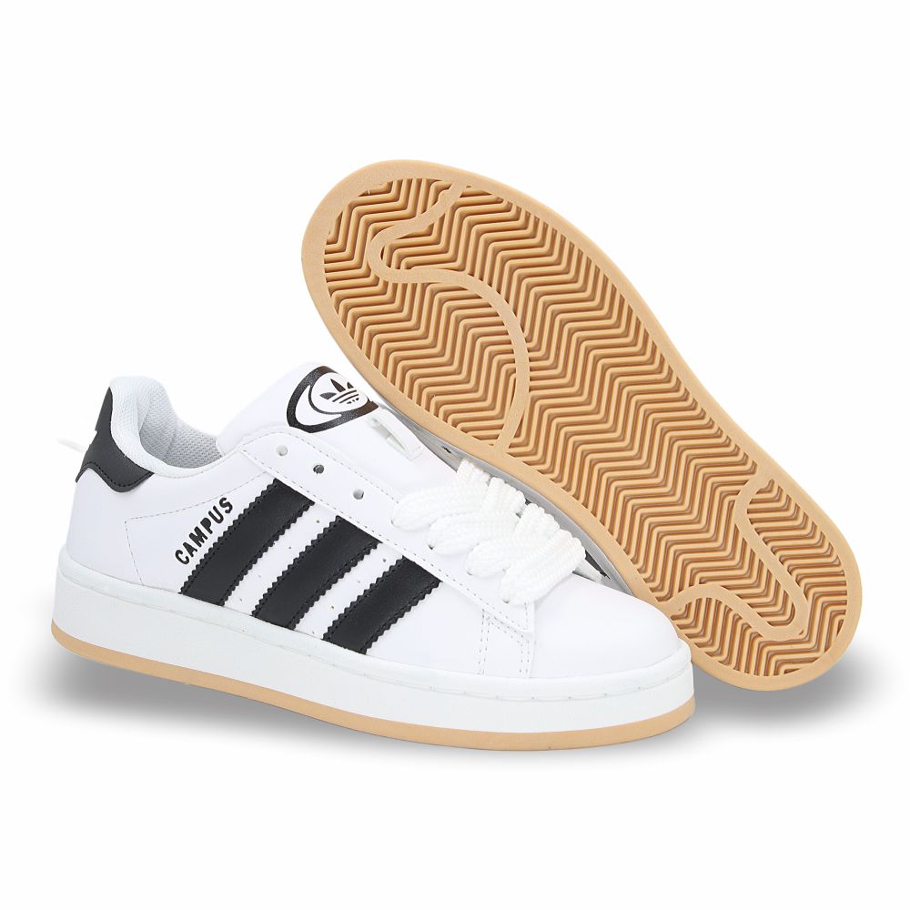 Tenis Campus L21 Urbano color Blanco con Franjas Negras