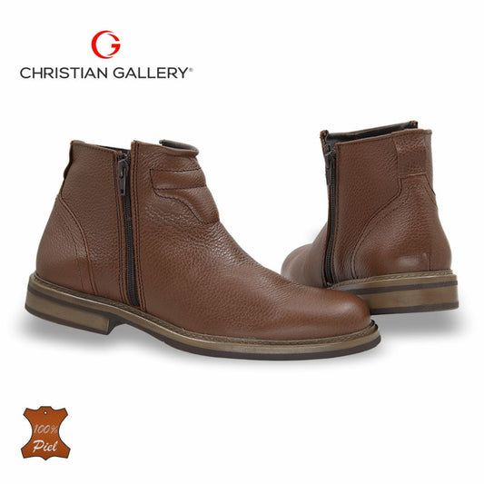 Zapato Formal media bota de Piel mod. 1703 color cedro – Christian Gallery