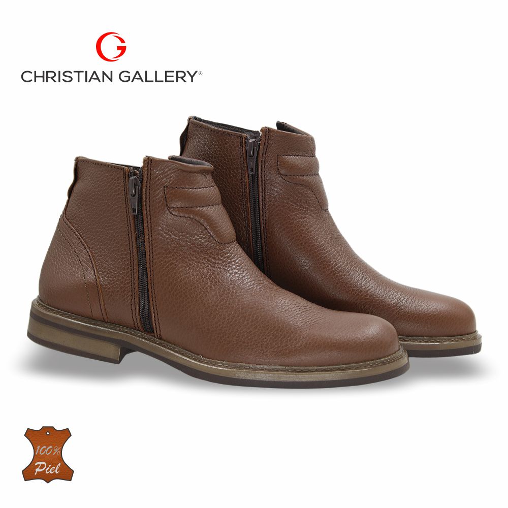 Zapato Formal media bota de Piel mod. 1703 color cedro – Christian Gallery