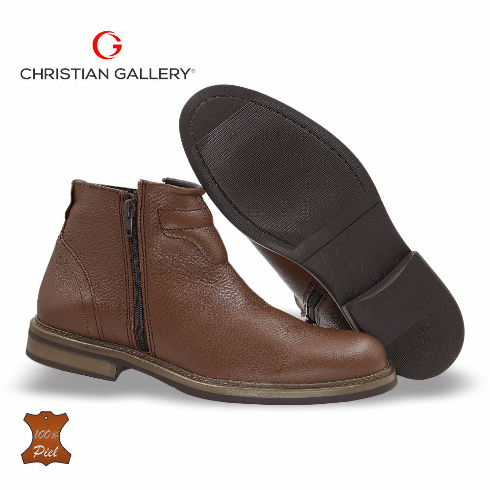Zapato Formal media bota de Piel mod. 1703 color cedro – Christian Gallery