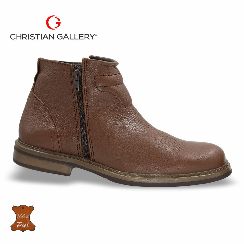 Zapato Formal media bota de Piel mod. 1703 color cedro – Christian Gallery