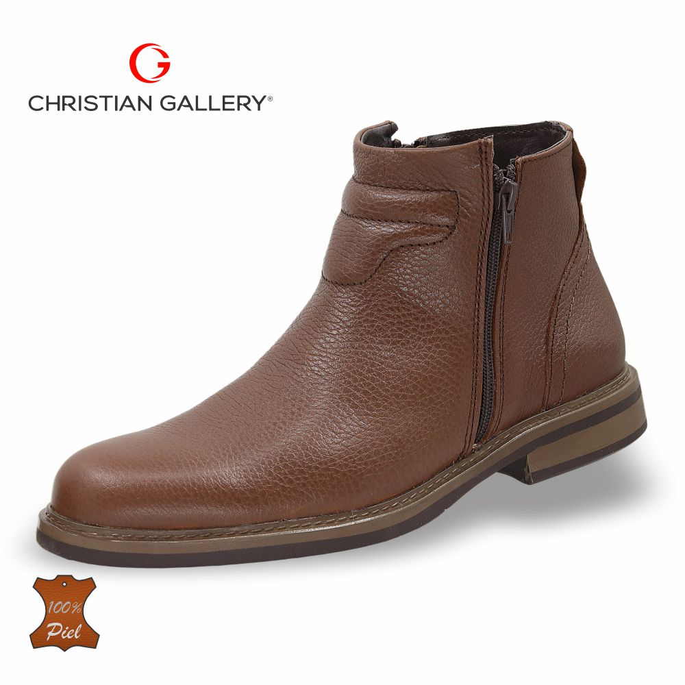 Zapato Formal media bota de Piel mod. 1703 color cedro – Christian Gallery