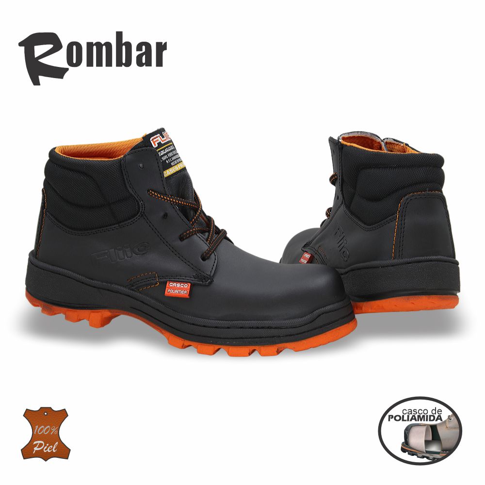 CALZADO DE SEGURIDAD CASCO POLIAMIDA MODELO 8305 COLOR NEGRO NARANJA