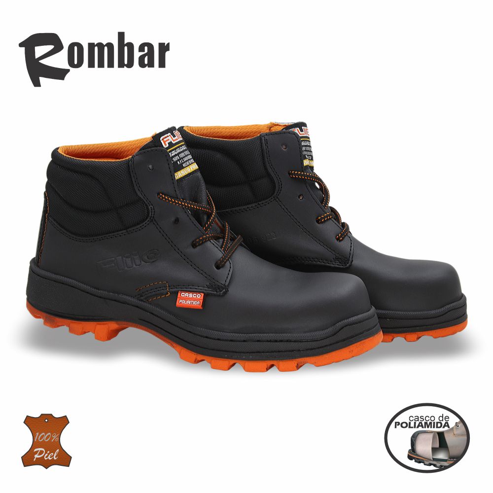 CALZADO DE SEGURIDAD CASCO POLIAMIDA MODELO 8305 COLOR NEGRO NARANJA