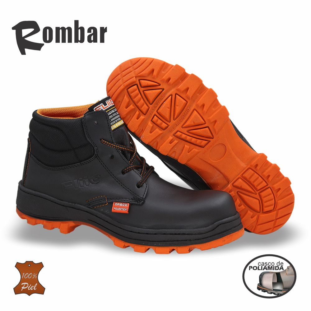 CALZADO DE SEGURIDAD CASCO POLIAMIDA MODELO 8305 COLOR NEGRO NARANJA