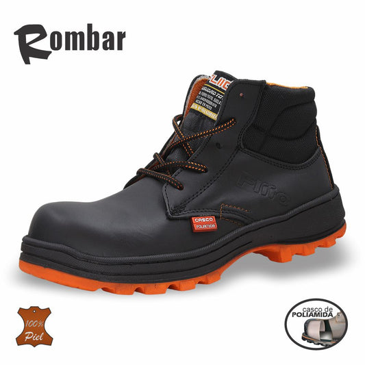 CALZADO DE SEGURIDAD CASCO POLIAMIDA MODELO 8305 COLOR NEGRO NARANJA