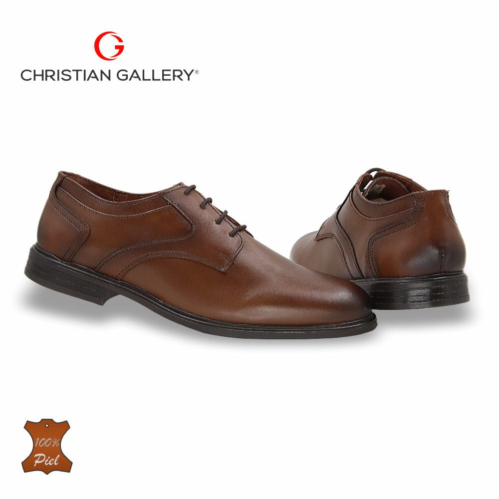 Zapato Formal de Piel mod. 4550-1 color tabaco – Christian Gallery