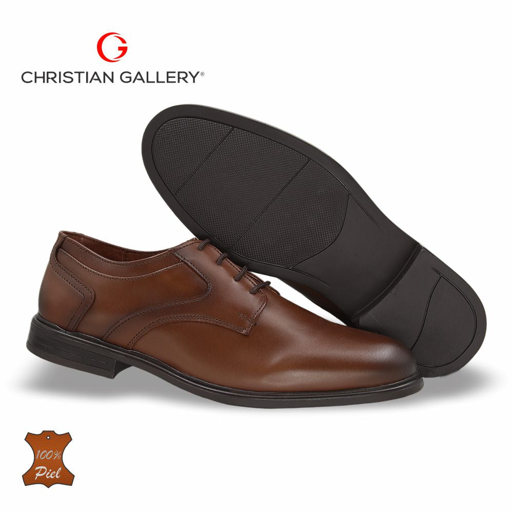 Zapato Formal de Piel mod. 4550-1 color tabaco – Christian Gallery