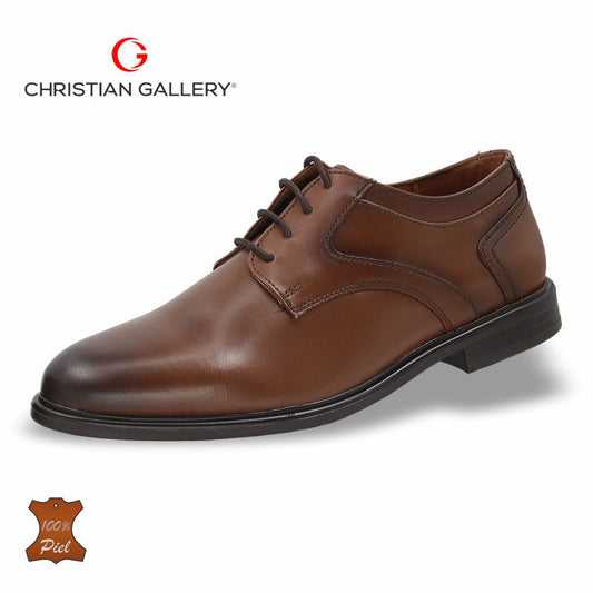 Zapato Formal de Piel mod. 4550-1 color tabaco – Christian Gallery