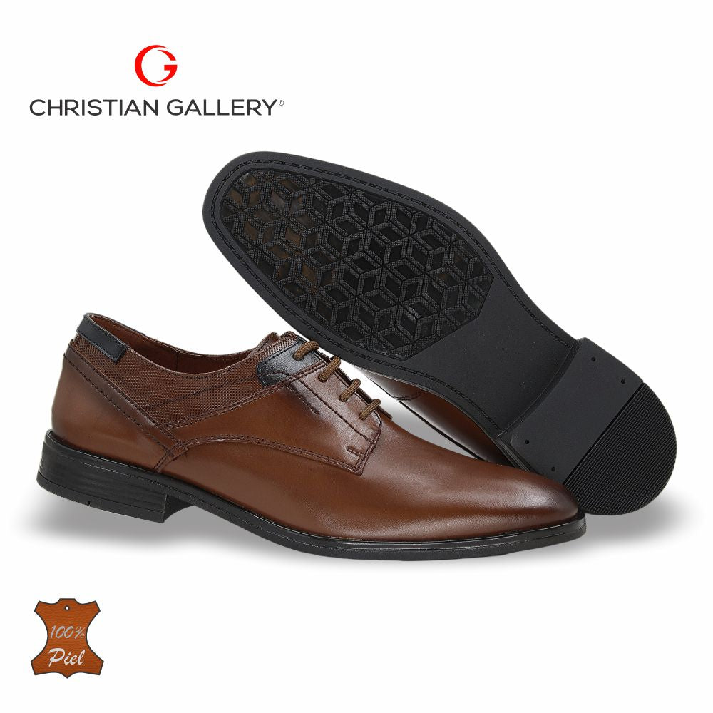 Zapato Formal de Piel mod. 4662-2PG color tabaco – Christian Gallery
