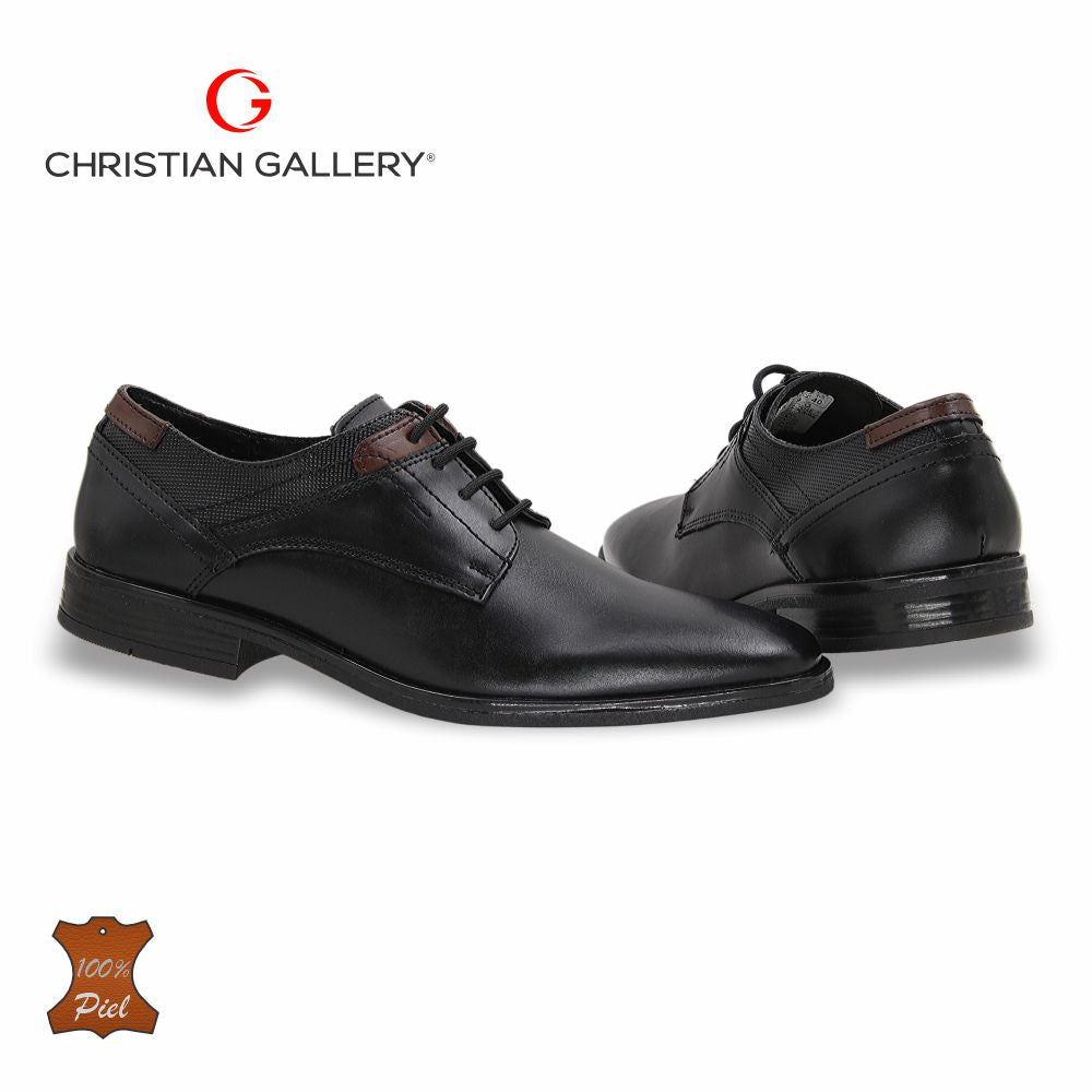 Zapato Formal de Piel mod. 4662-2PG color negro – Christian Gallery