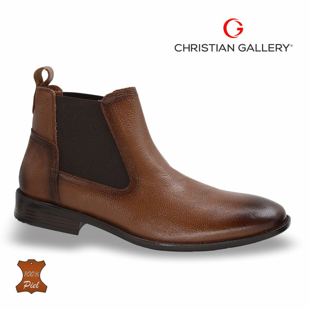 Zapato Formal media bota de Piel mod. 3018 color Miel – Christian Gallery