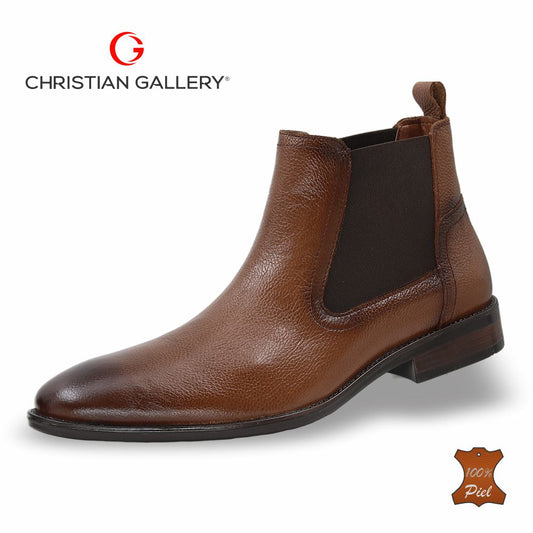 Zapato Formal media bota de Piel mod. 3018 color Miel – Christian Gallery