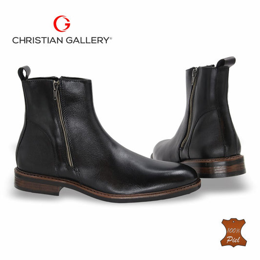 Zapato Formal media bota de Piel mod. 2660 color Negro – Christian Gallery