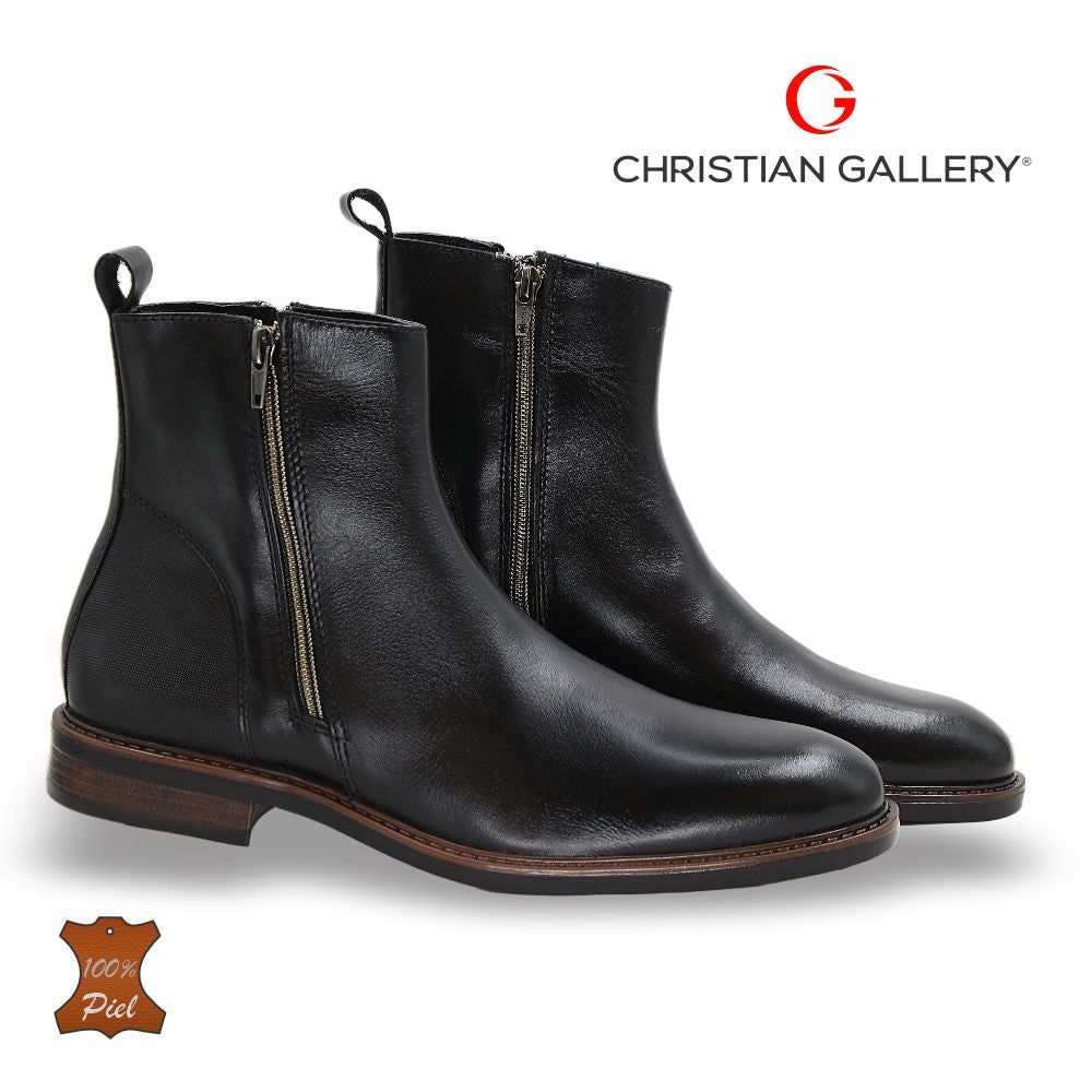 Zapato Formal media bota de Piel mod. 2660 color Negro – Christian Gallery