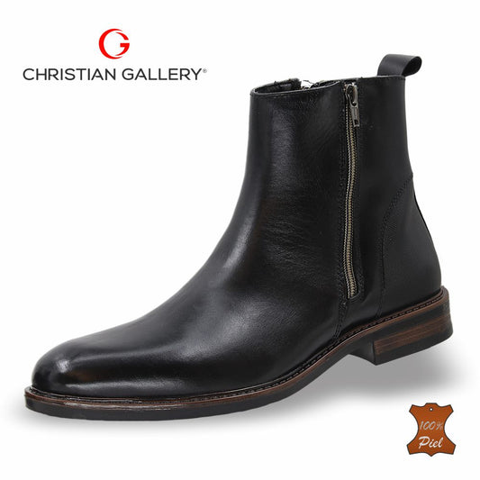 Zapato Formal media bota de Piel mod. 2660 color Negro – Christian Gallery