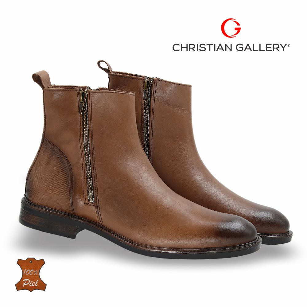 Zapato Formal media bota de Piel mod. 2660 color Miel – Christian Gallery