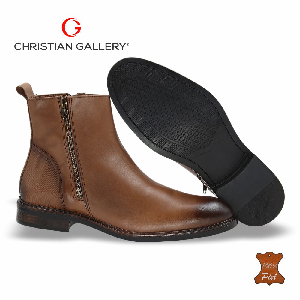 Zapato Formal media bota de Piel mod. 2660 color Miel – Christian Gallery