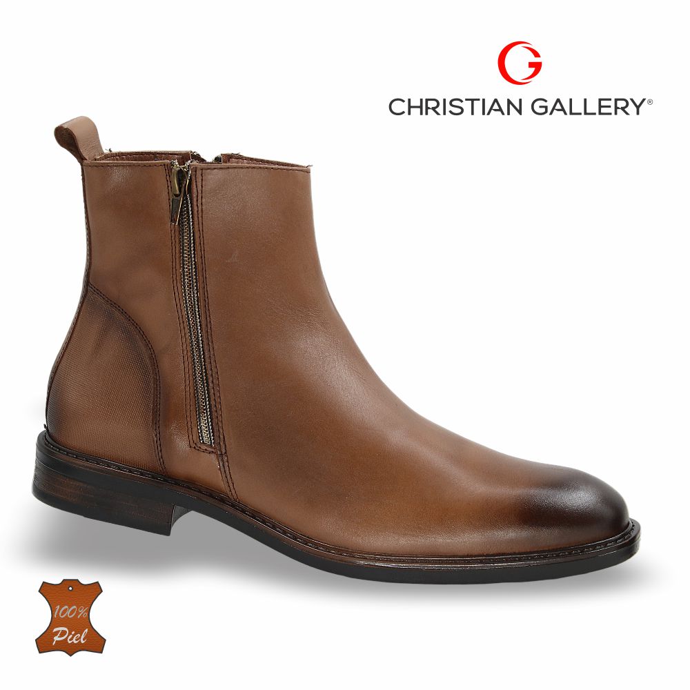 Zapato Formal media bota de Piel mod. 2660 color Miel – Christian Gallery