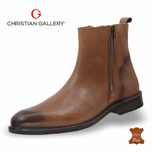 Zapato Formal media bota de Piel mod. 2660 color Miel – Christian Gallery