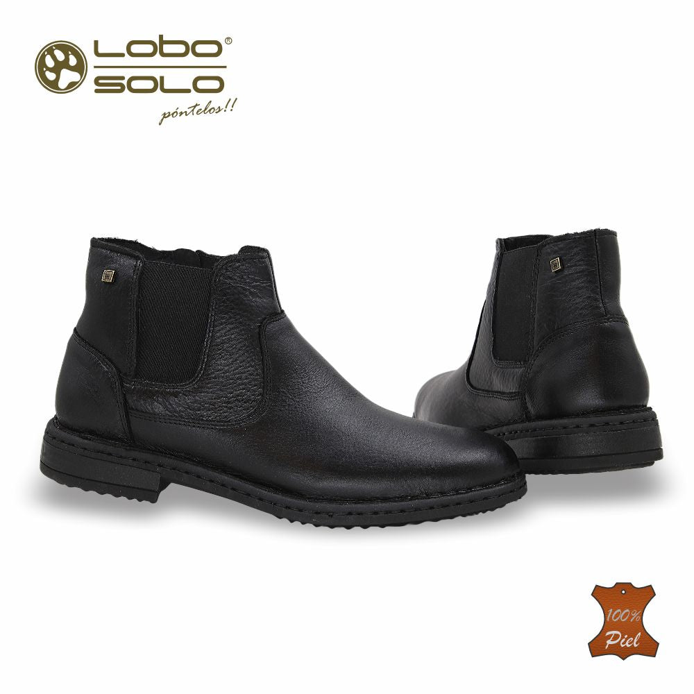 Zapato Formal media bota de Piel mod. 7952 color Negro - LOBO SOLO