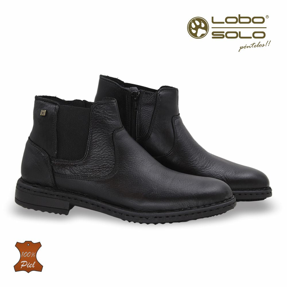 Zapato Formal media bota de Piel mod. 7952 color Negro - LOBO SOLO
