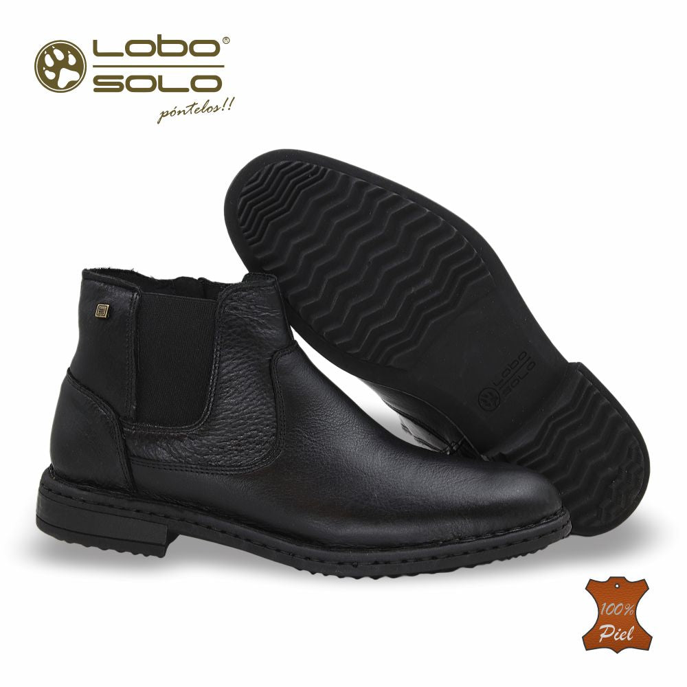 Zapato Formal media bota de Piel mod. 7952 color Negro - LOBO SOLO
