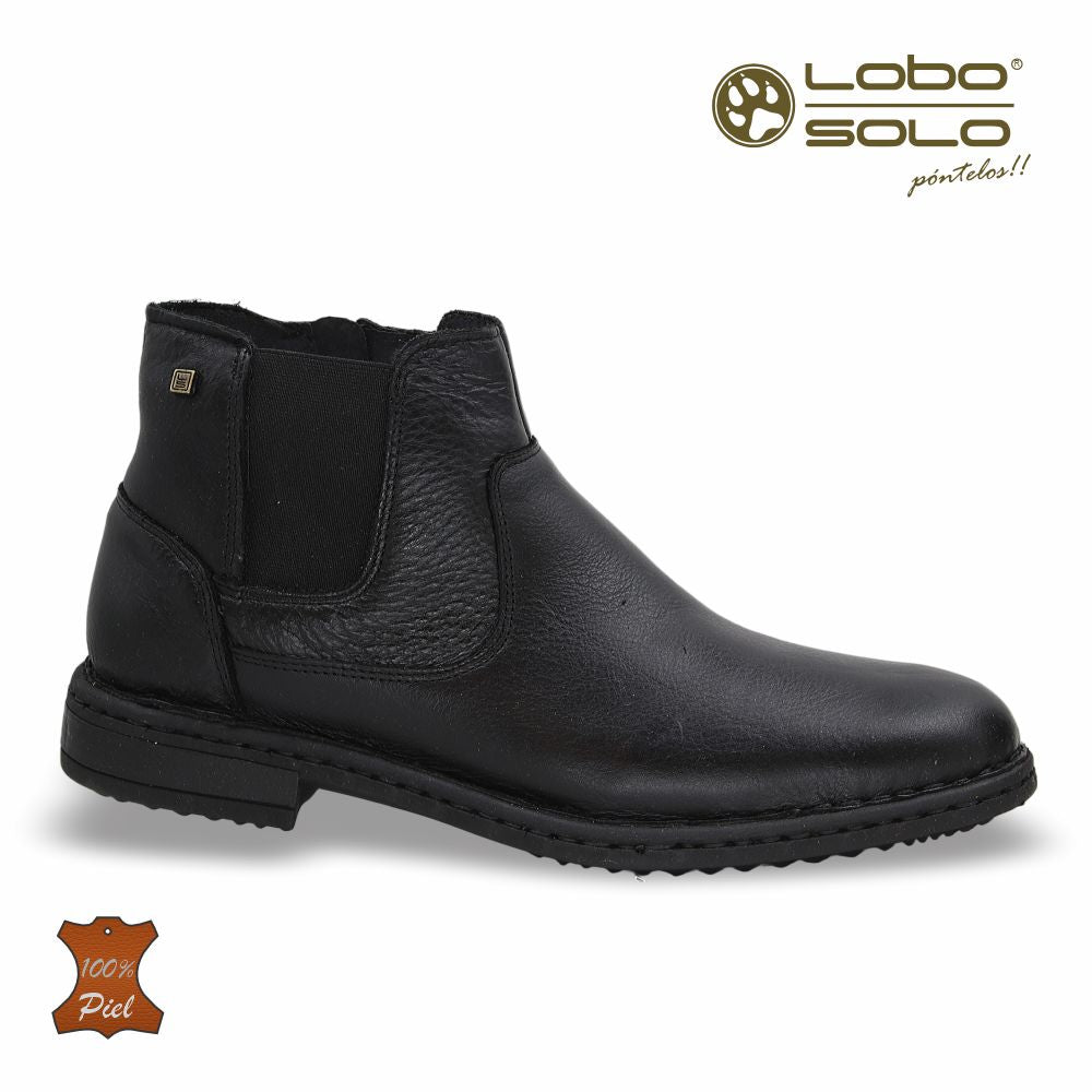 Zapato Formal media bota de Piel mod. 7952 color Negro - LOBO SOLO