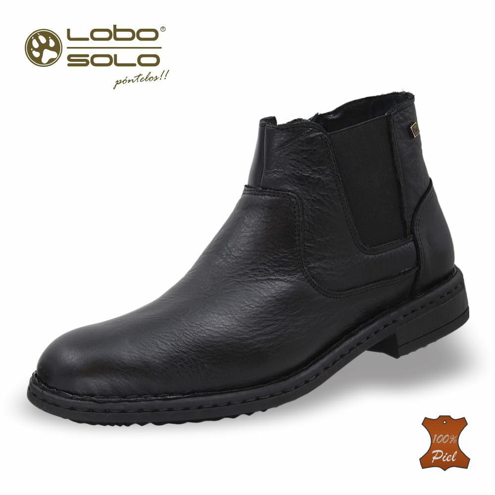 Zapato Formal media bota de Piel mod. 7952 color Negro - LOBO SOLO