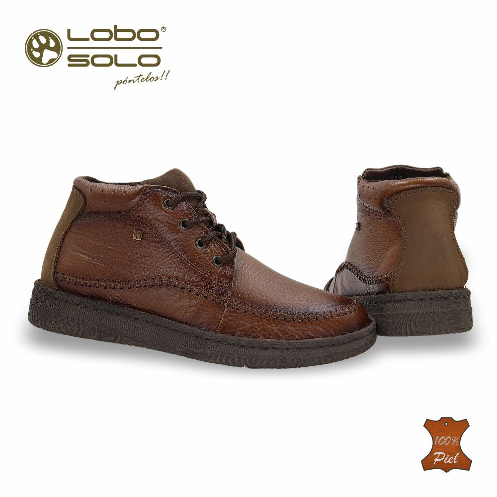 Zapato Formal media bota de Piel mod. 7242 color Camel – LOBO SOLO
