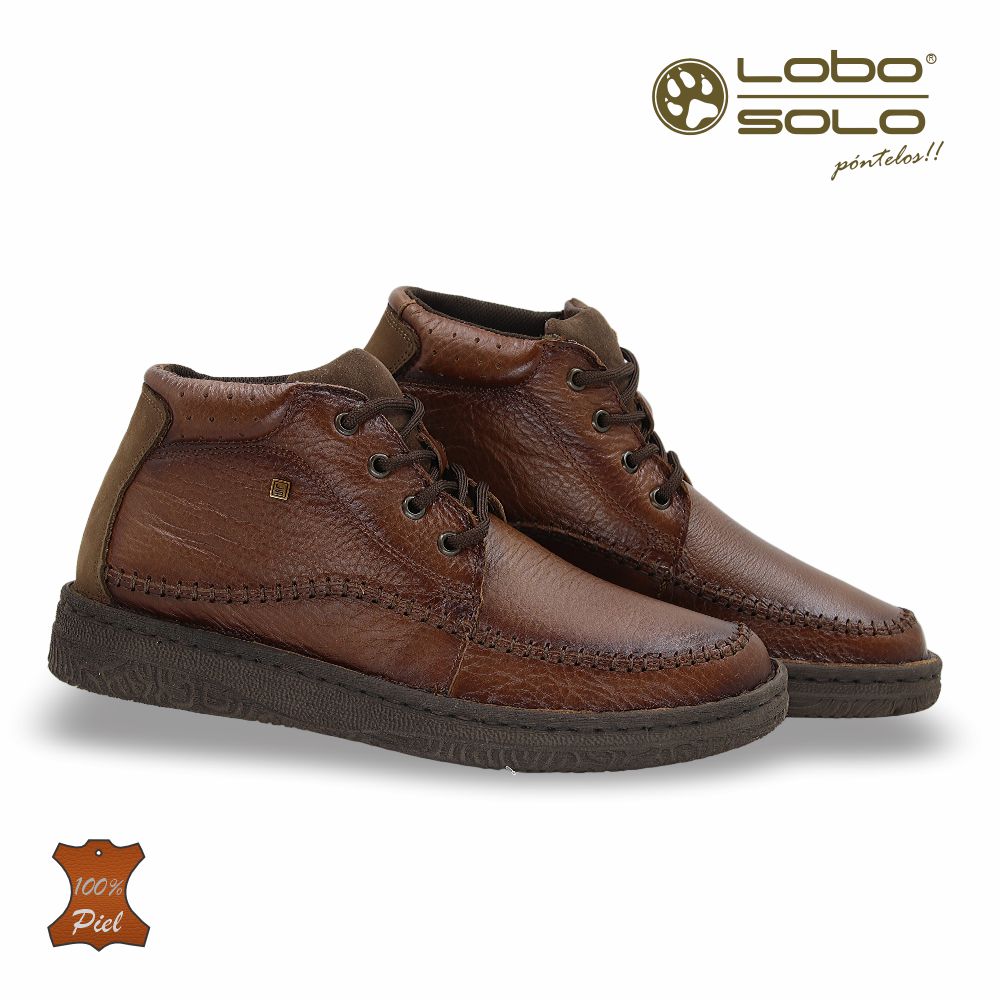Zapato Formal media bota de Piel mod. 7242 color Camel – LOBO SOLO