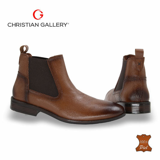 Zapato Formal media bota de Piel mod. 3018 color Miel – Christian Gallery