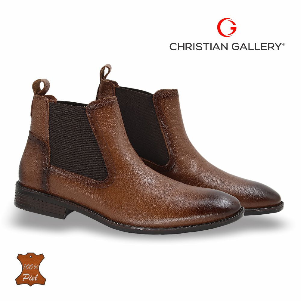 Zapato Formal media bota de Piel mod. 3018 color Miel – Christian Gallery