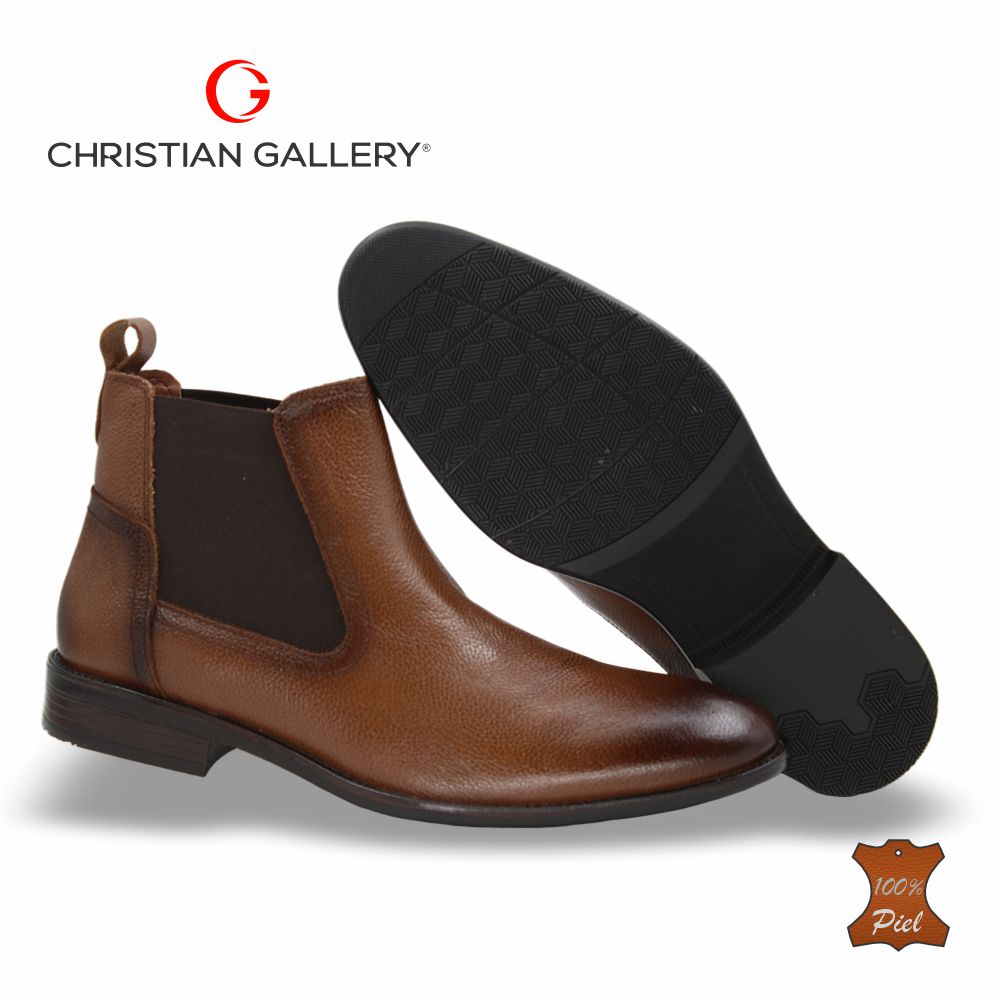 Zapato Formal media bota de Piel mod. 3018 color Miel – Christian Gallery
