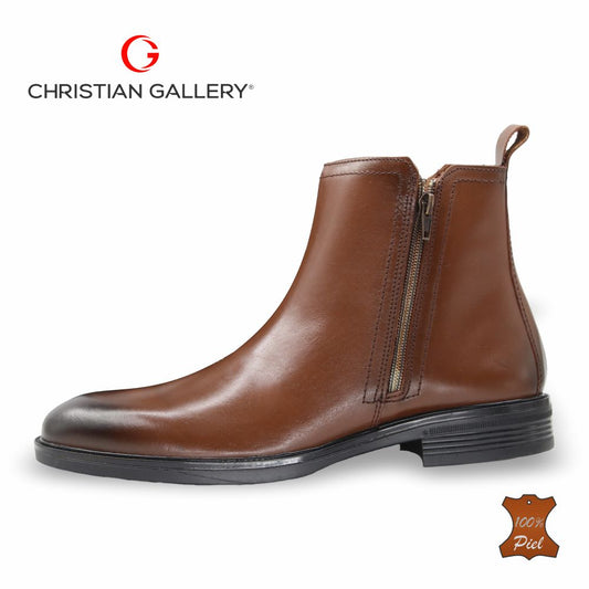 Zapato Formal media bota de Piel mod. 5456 color Tabaco – Christian Gallery
