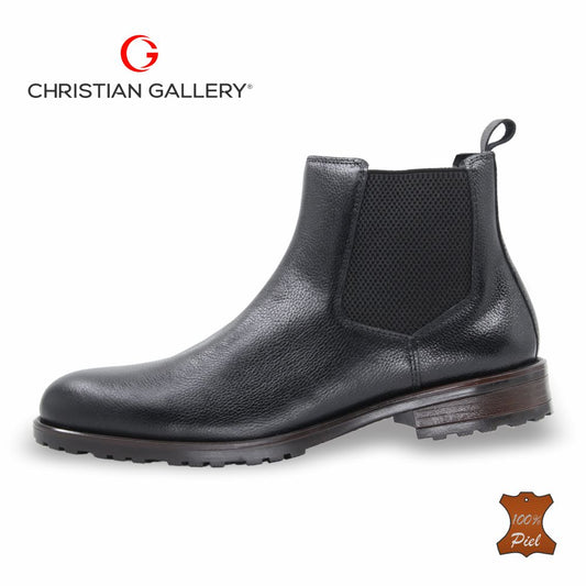 Zapato Formal media bota de Piel mod. 4200 color Negro – Christian Gallery