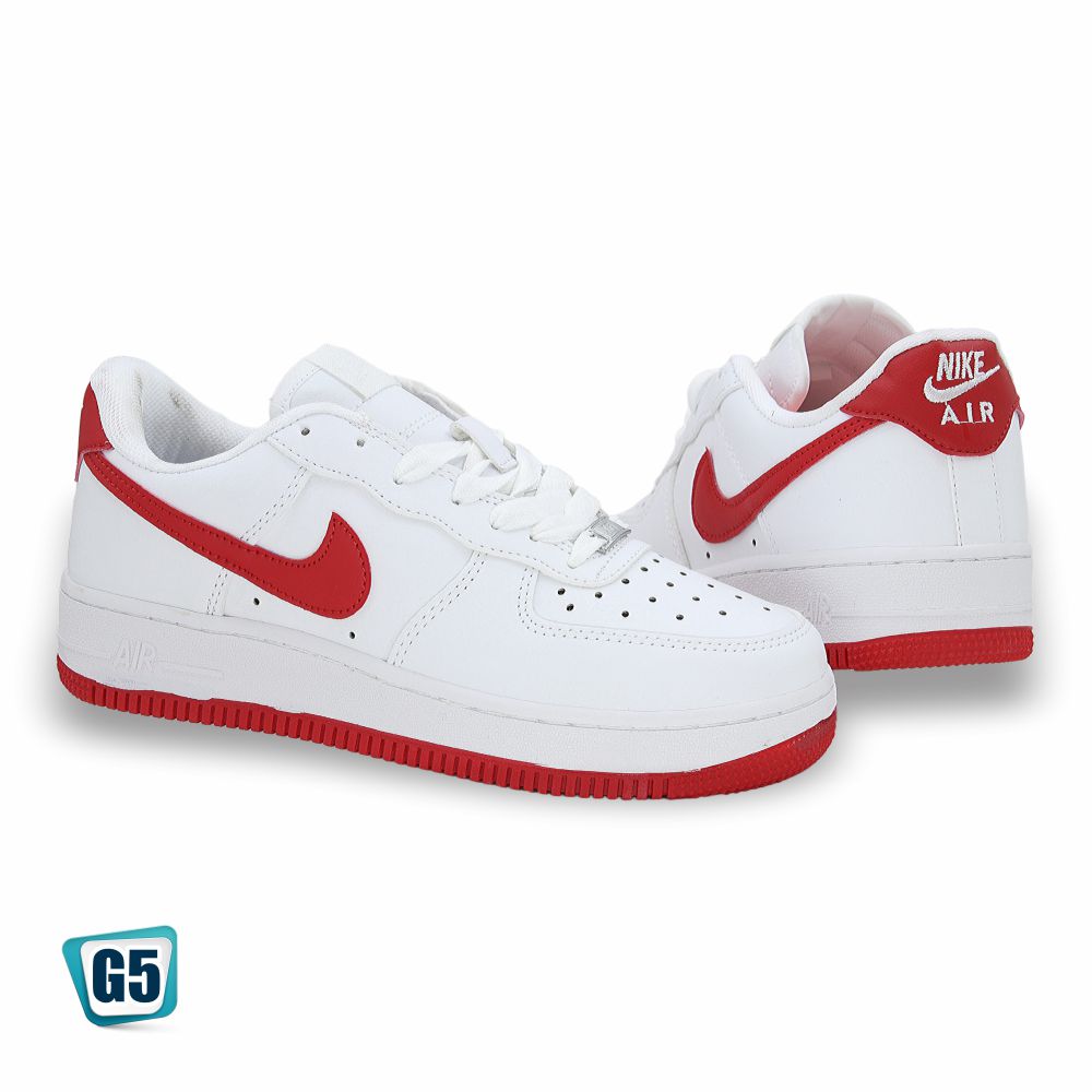 CALZADO URBANO REP NIK AIR FORC AF1MA COLOR BLANCO ROJO