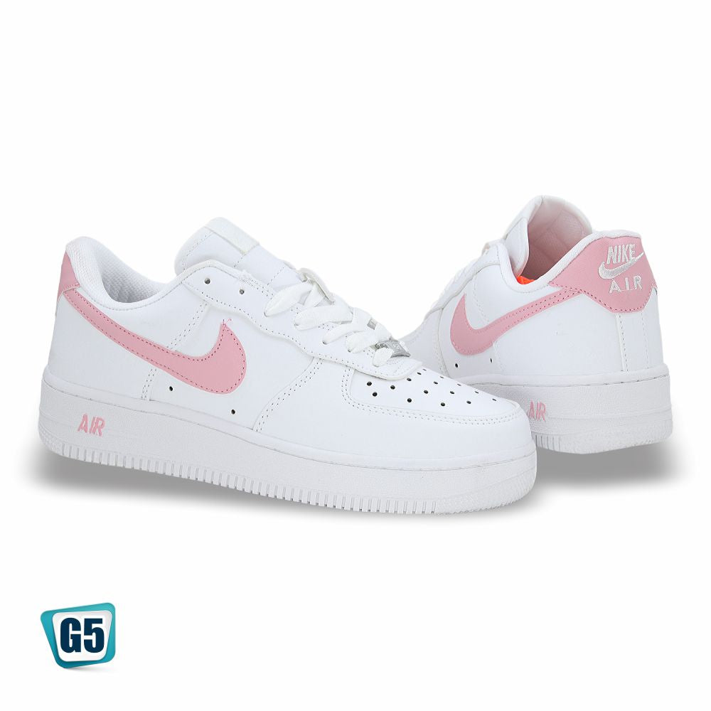 CALZADO URBANO REP NIK AIR FORC AF1MA COLOR BLANCO ROSA