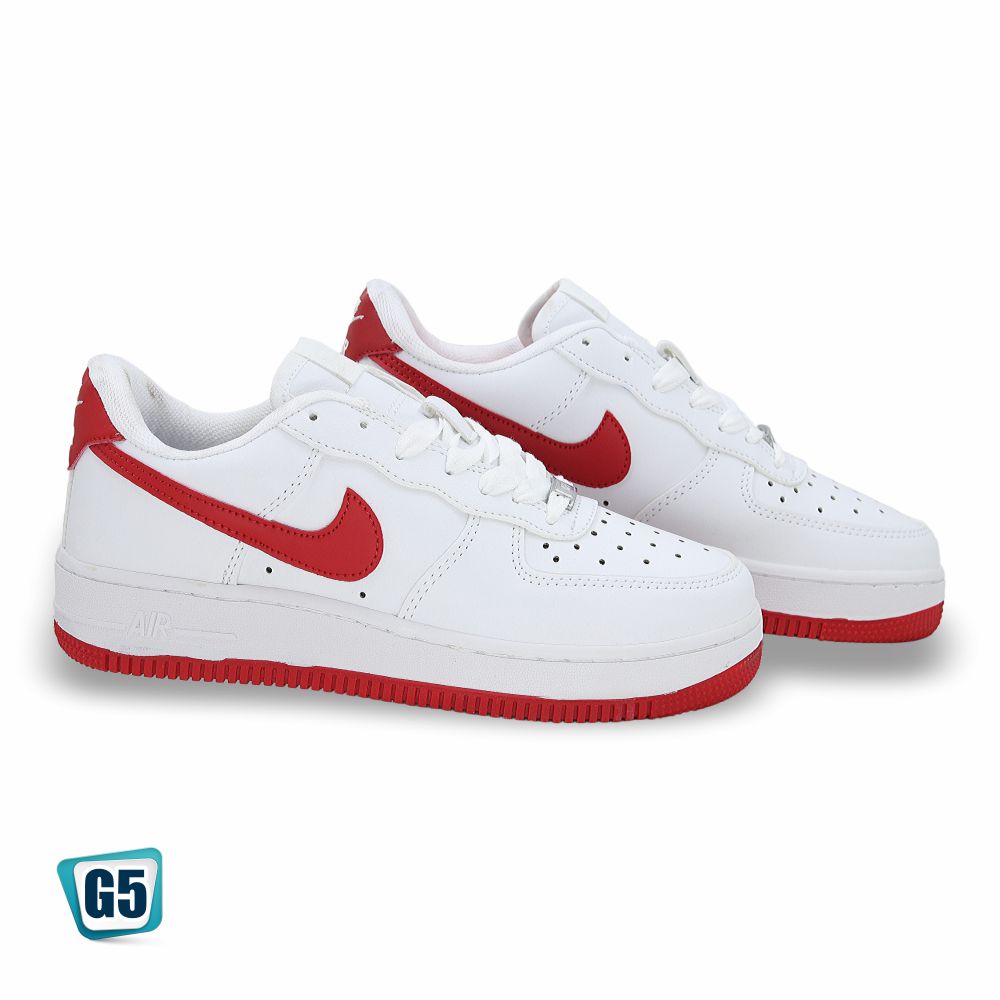 CALZADO URBANO REP NIK AIR FORC AF1MA COLOR BLANCO ROJO