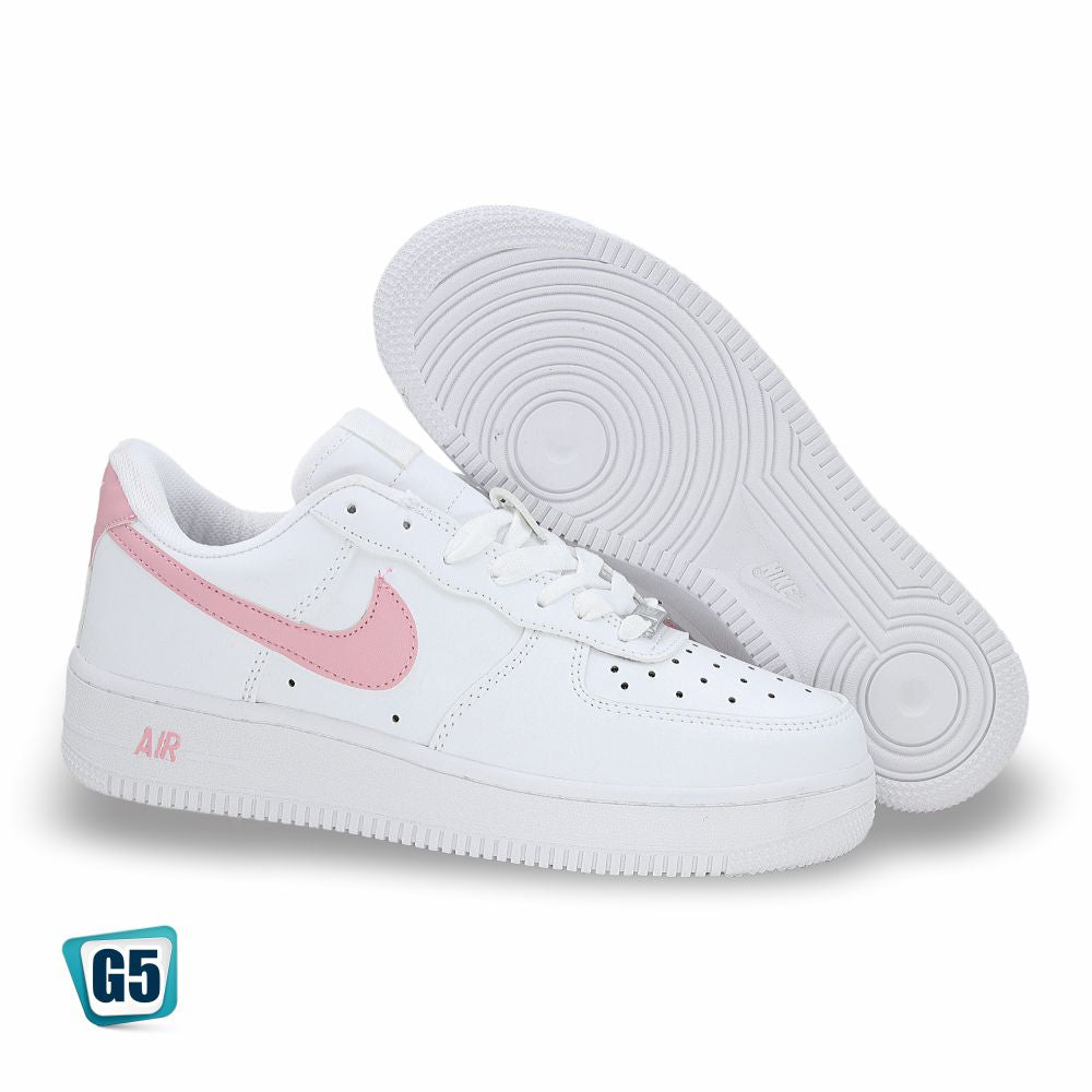 CALZADO URBANO REP NIK AIR FORC AF1MA COLOR BLANCO ROSA