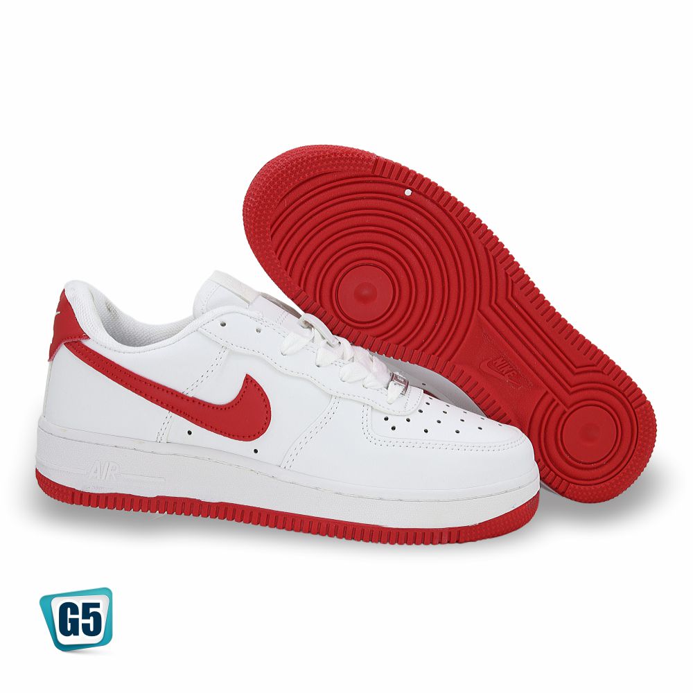 CALZADO URBANO REP NIK AIR FORC AF1MA COLOR BLANCO ROJO