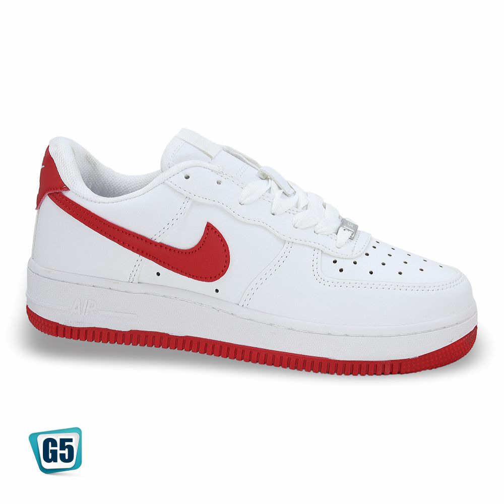 CALZADO URBANO REP NIK AIR FORC AF1MA COLOR BLANCO ROJO